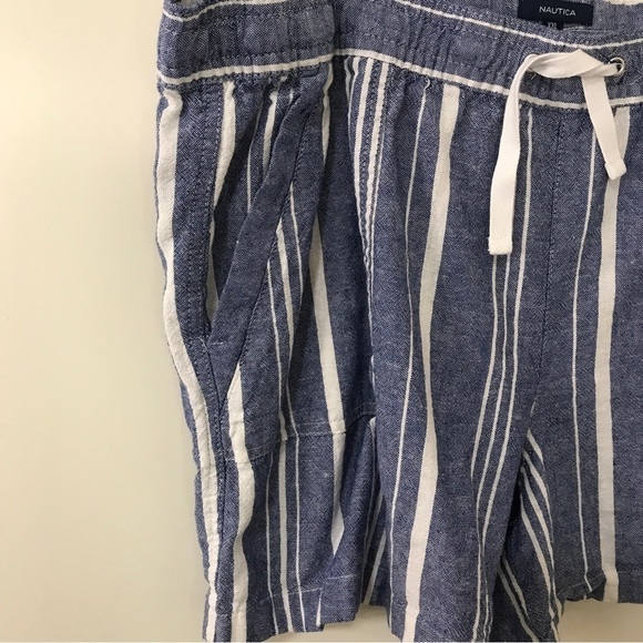 3/$15 Nautica blue white stripe linen blend drawstring waist shorts size XXL - Picture 4 of 8